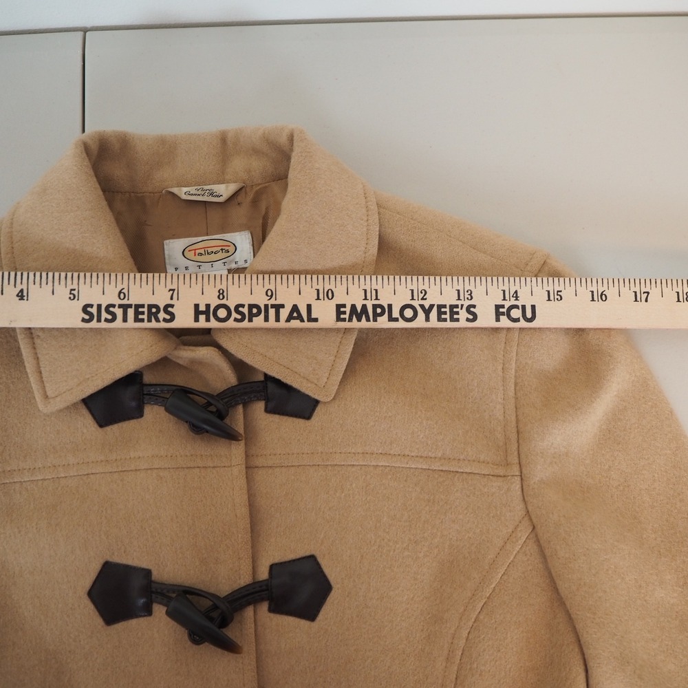 Vintage Talbots Camel Hair Jacket Women's Size 6 Petite Toggle Pea Coat Italy - Picture 10 of 15